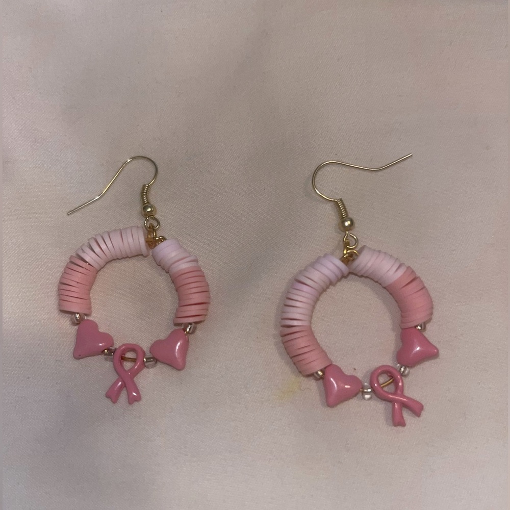 Brest Cancer Awareness Earrings Handcrafted